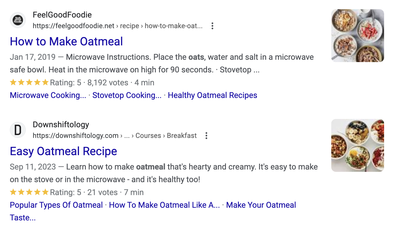 Oatmeal ratings
